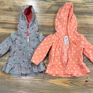 Two 6 month zipper fleece jackets